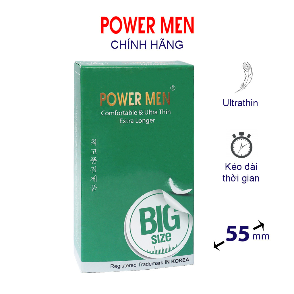  Nơi bán Bao cao su POWER MEN size lớn 55mm Hộp 12 cái siêu mỏng kéo dài thời gian hàng xách tay
